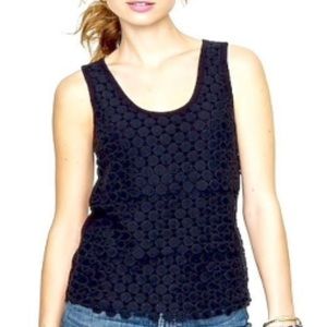 J Crew Layered Circle Lace Front Jersey Knit Back Sleeveless Blouse Scoop Neck💙